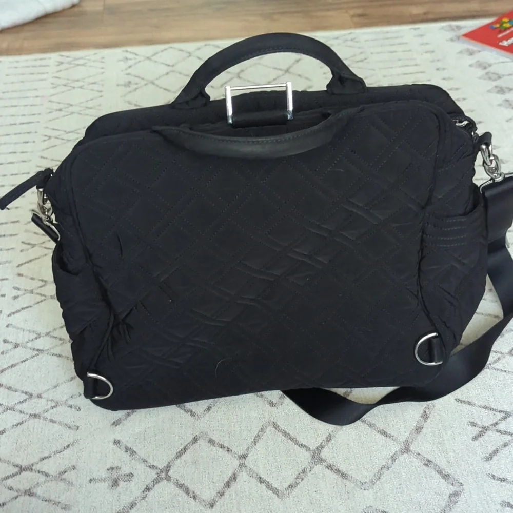 Vera Bradley Black Diaper Bag With Shoulder And Hand Strap Adjustable.